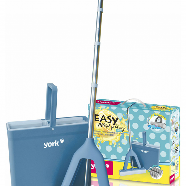 Набор для уборки с поломоем York Изи, 8 л, ведро с отжимом, 2 насадки