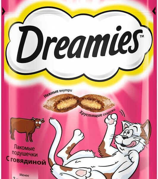 Лакомство Dreamies Для взрослых кошек с говядиной