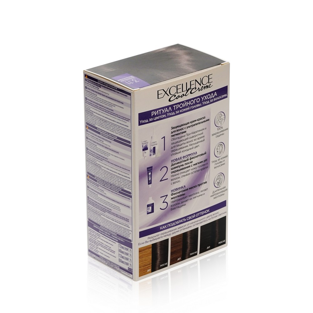 

Краска для волос L'Oreal Paris Excellence Cool Creme оттенок 3.11 Ультрапепельный Темно-Каштановый 192 мл