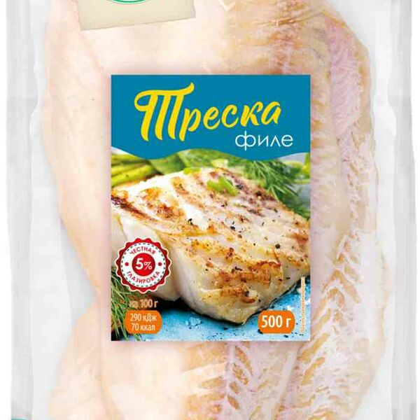 Треска тихоокеанская мороженая Глобус филе-кусок с кожей