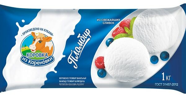 Мороженое Коровка из Кореновки Пломбир 15% 1кг