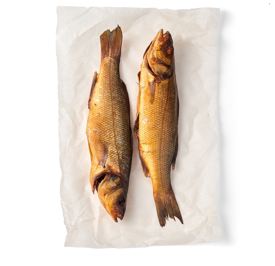 

Сибас «Азбука Вкуса» потрошёный с головой горячего копчения, Россия вес