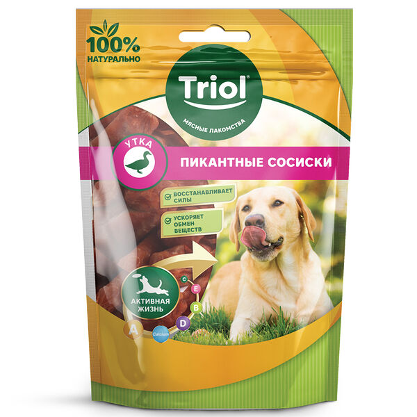 Лакомство для собак Triol Пикантные сосиски из утки
