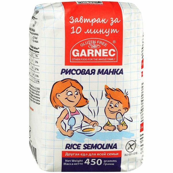 Манка рисовая Гарнец Завтрак за 10 минут 450г