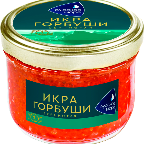 Икра горбуши красная зернистая Русское море 1 сорт