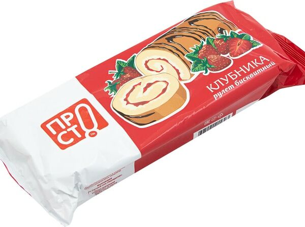 Рулет бисквитный ПРОСТО Клубника 200г