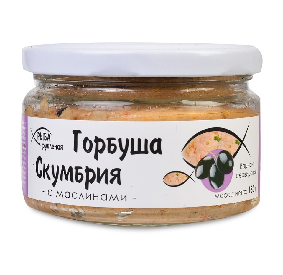 

Рыба рубленая Скумбрия-Горбуша с маслинами 180 г, Россия