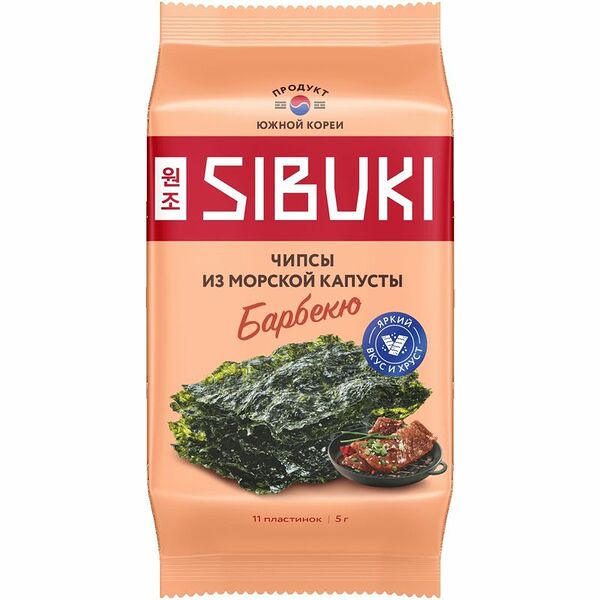 Чипсы Sibuki Барбекю из морской капусты, 5г