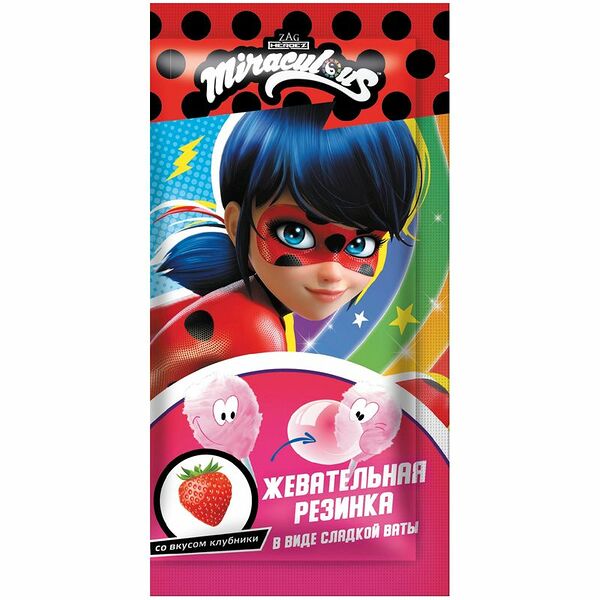 Жевательная резинка ЛЕДИ БАГ Сладкая вата со вкусом клубники, с подарком