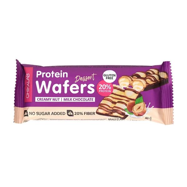 Батончик вафельный двойной Chikalab Protein Wafers Cливочно-ореховый десерт 40 г