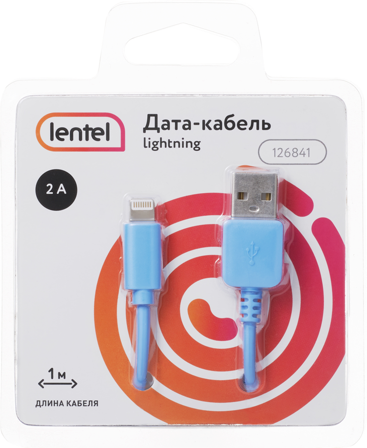 

Дата-кабель LENTEL Usb - 8-pin 2А Арт. 126841, 1м