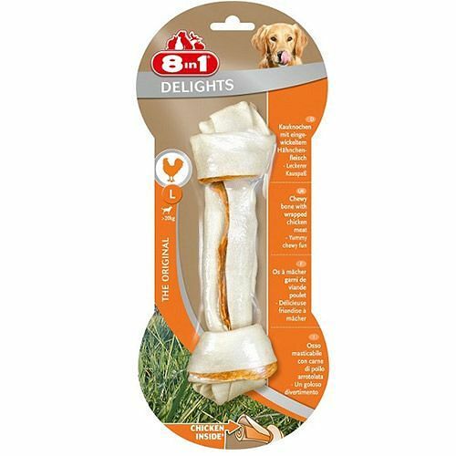 8in1 Delights L косточка с куриным мясом для крупных собак (21 см.) Курица, 1 шт.