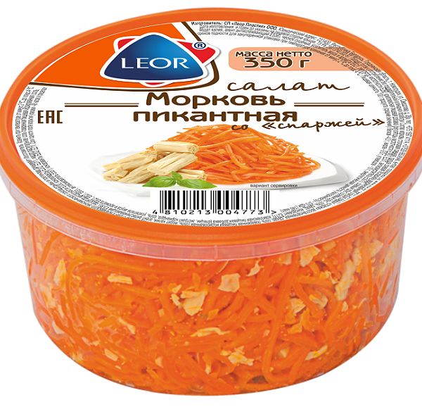 Салат Морковь пикантная со спаржей Леор Пластик вес 0,35кг