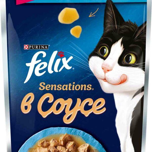 Felix Sensations пауч для кошек (кусочки в соусе) Треска и томат