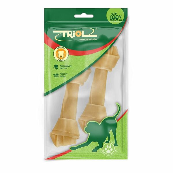 Косточки жевательные DENTAL TRIOL узловые белые, 15см, 100-110г (уп.2шт.) 