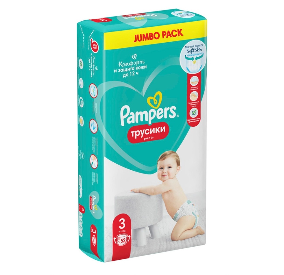 

Трусики-подгузники Pampers Pants Jumbo 6-11 кг 52 шт