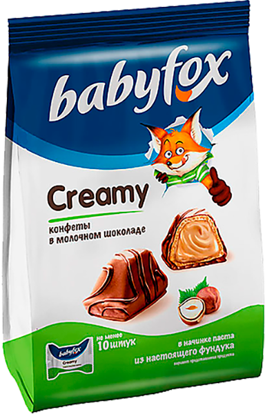 

Конфеты Babyfox Creamy вафельные в молочном шоколаде с молочно-ореховой начинкой 100 г