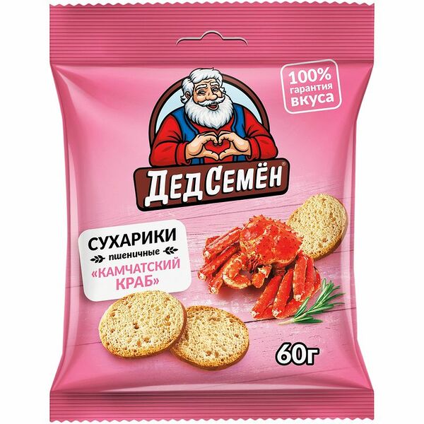 Сухарики Дед Семён пшеничные со вкусом крабов 60 г