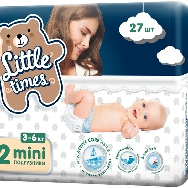 Подгузники детские LITTLE TIMES Mini 3–6кг, 27шт