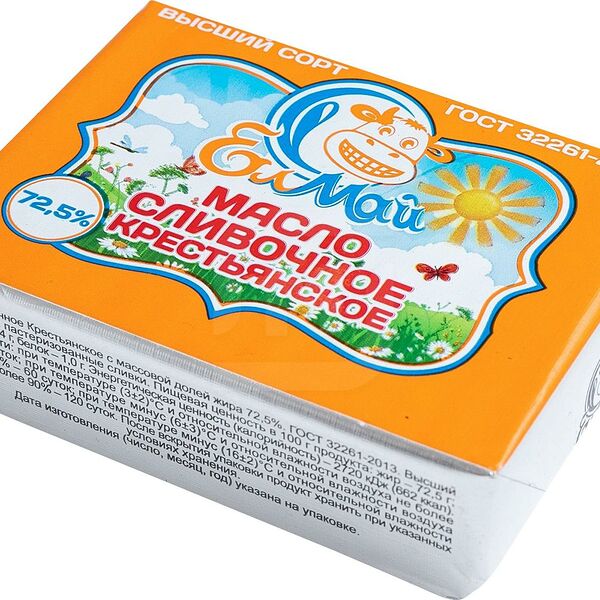 Масло сливочное Елмай Крестьянское 72.5%