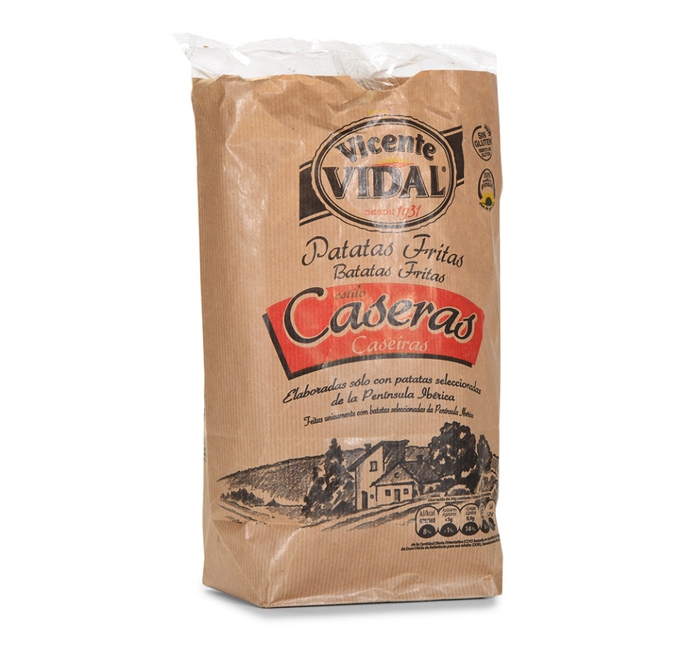 

Чипсы картофельные Vicente VIDAL Caseras натуральные с солью Aperitivos y Extrusionados, S.A.U. 250г Испания