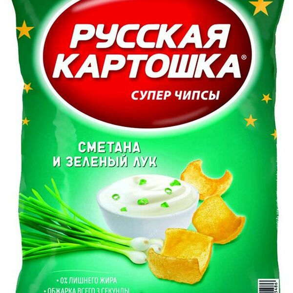 Чипсы картофельные Русская картошка, сметана и лук