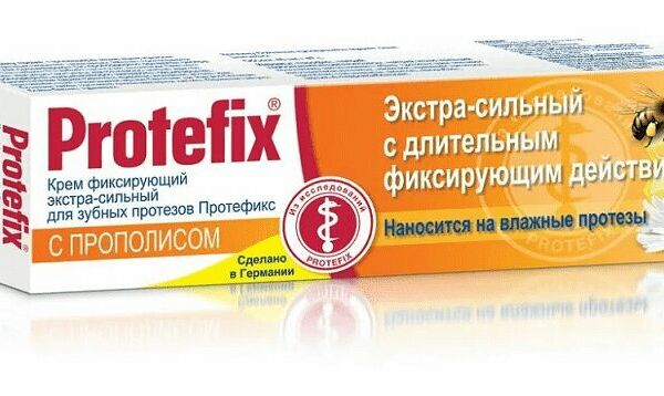 Фиксирующий крем Protefix 47 г для зубных протезов экстра-сильный с прополисом