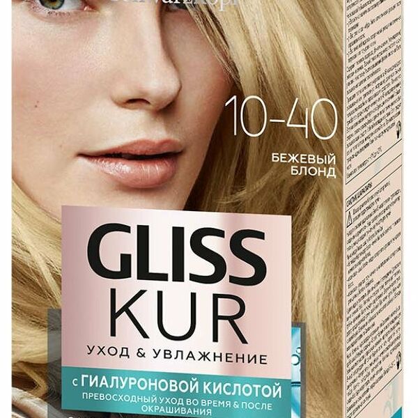 Краска для волос Gliss Kur Уход & Увлажнение стойкая с гиалуроновой кислотой 10-40 Бежевый блонд
