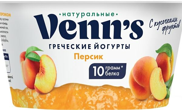 Йогурт Venns Греческий обезжиренный с персиком 0.1% 130г