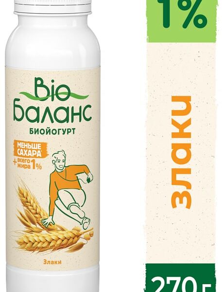 Биойогурт питьевой Bio Баланс со злаками 1% 270г