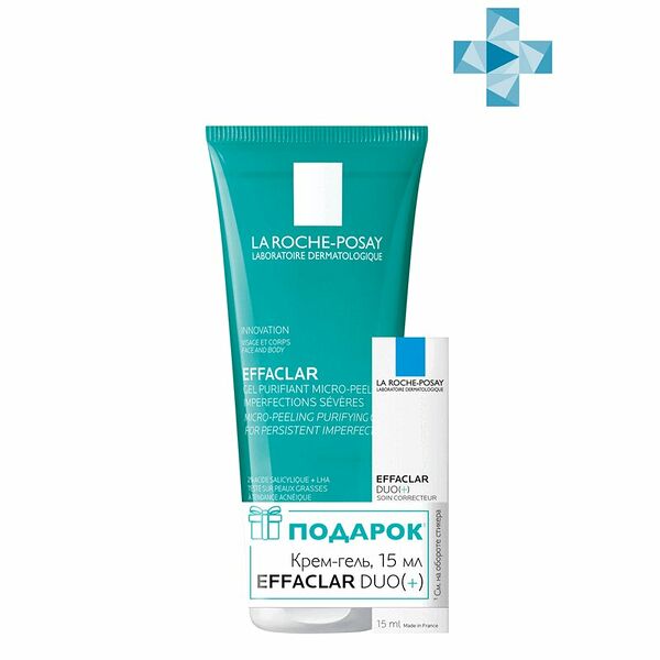 La roche-posay effaclar гель микроотшелушивающий 200 мл + effaclar duo+ крем-гель корректирующий 15 мл