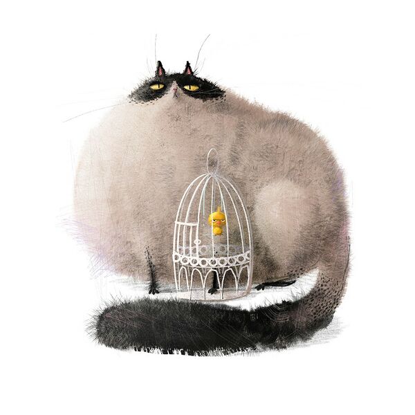 Картина на холсте Толстый кот, 40х40 см