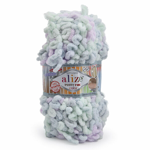 Пряжа Alize 'Puffy Fine Color' 100г. 14,5м. (100% микрополиэстер)(6466 секционный)