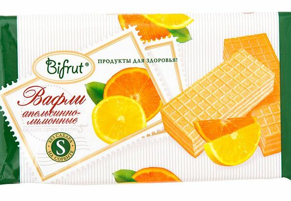 Вафли апельсино-лимонные на сорбите ТМ Bifrut (Бифрут)