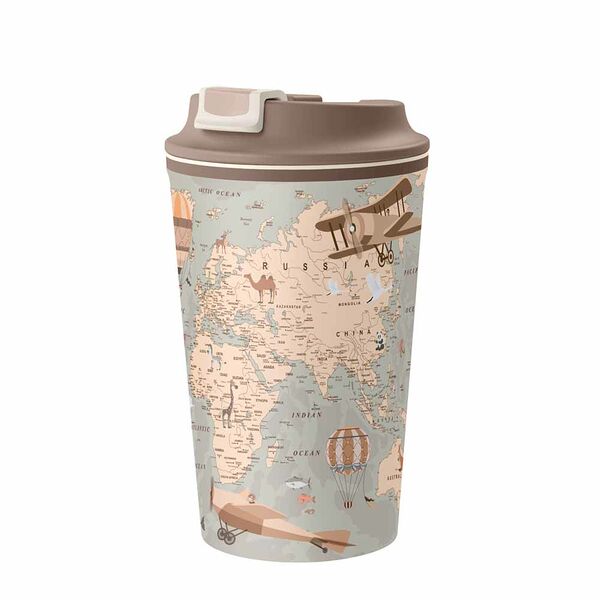 Термостакан Phibo Карта с клапаном, 350 мл, пластик