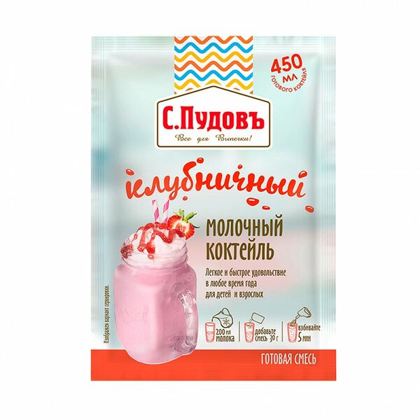 Смесь С. Пудовъ Молочный коктейль Клубничный