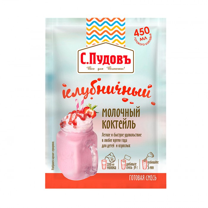 

Смесь С.Пудовъ Молочный коктейль клубничный 30 г