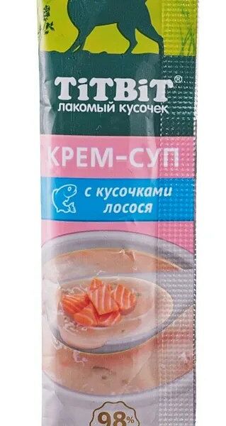 Крем-суп TitBit с кусочками лосося для кошек 10 г