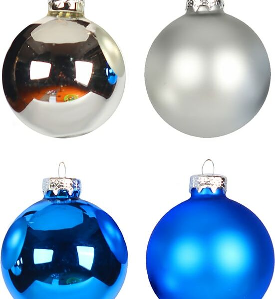 Набор елочных шаров Magic Time Синий с серебром из стекла 6*6*6см 4шт