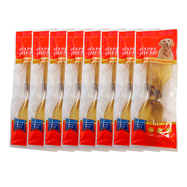 Лакомство для собак HAPPY FRIEND Уши говяжьи для средних и крупных пород (упаковка - 10 шт)