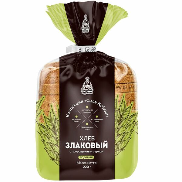 Хлеб Каравай Кубани Злаковый с пророщенным зерном нарезка 220г