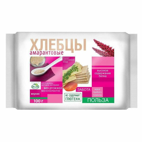 Хлебцы Di&Di амарантовые без глютена, 100г