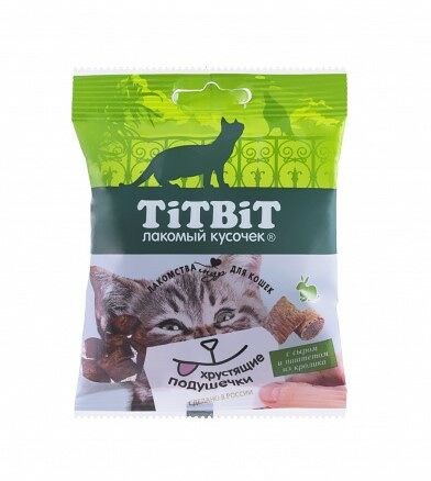 TiTBiT Хрустящие подушечки для кошек с сыром и паштетом из кролика
