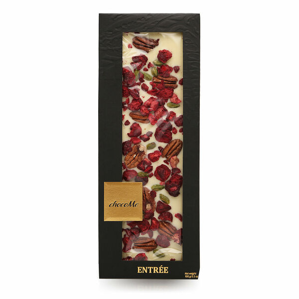 Шоколад белый ручной работы с топпингами: орех пекан, фисташки Бронте, лиофилизированная вишня ТМ ChocoMe (ЧокоМи)