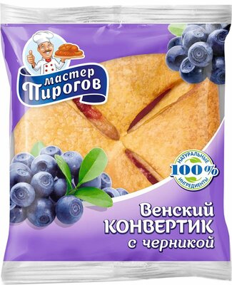 Слойка Мастер Пирогов Венский конвертик с черникой 70 г