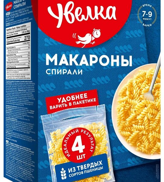 Макароны Увелка Спирали 4пак*80г