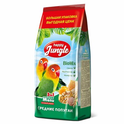 Happy Jungle Корм для средних попугаев Злаковое ассорти