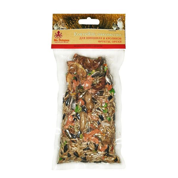 Лакомство для грызунов MS.OCTOPUS Коктейль для шиншилл и кроликов, фрукты/орехи 160г