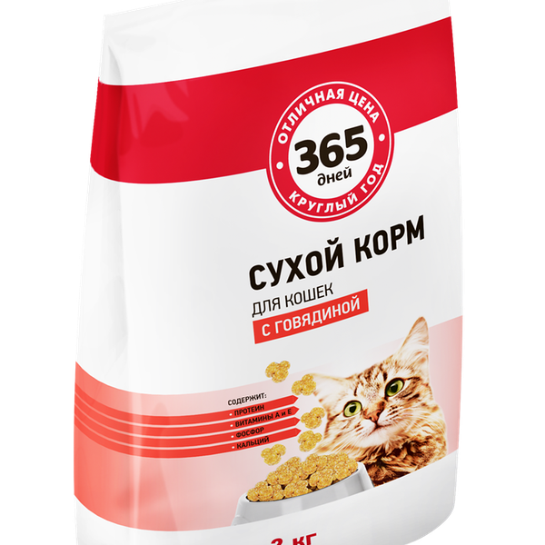 Корм сухой для кошек 365 ДНЕЙ с говядиной