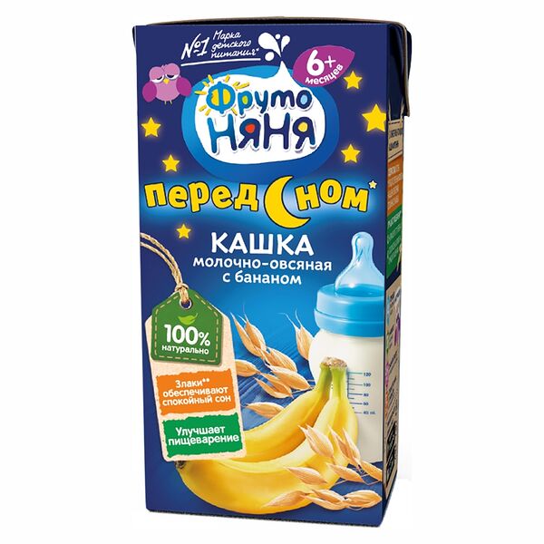 Кашка ФрутоНяня молочно-овсяная с бананом с 6 месяцев